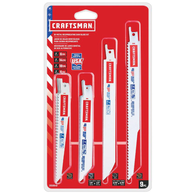 Craftsman® 9 Pc. Bi-Metal Reciprocating Saw Blade Set