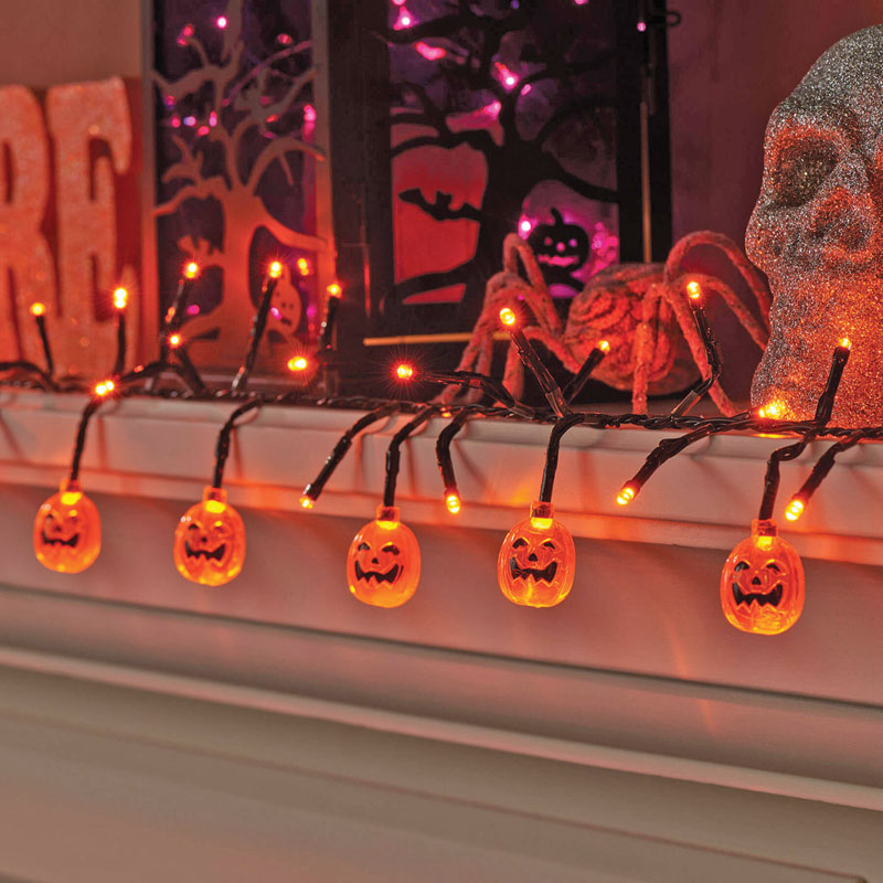 9' Orange LED Pumpkins Light String