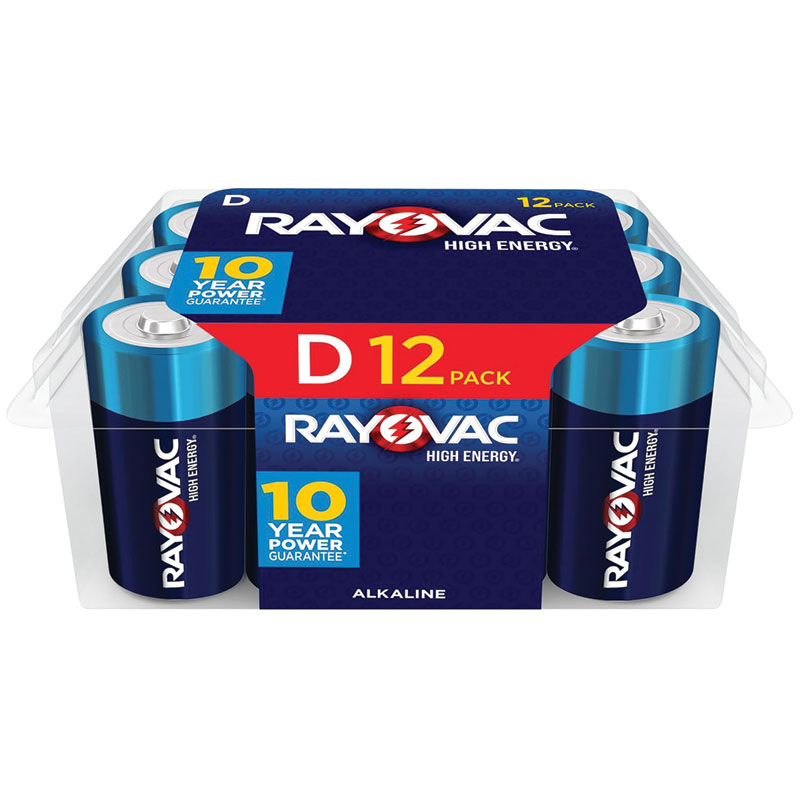 12 Pk. Rayovac High Energy D Alkaline Batteries