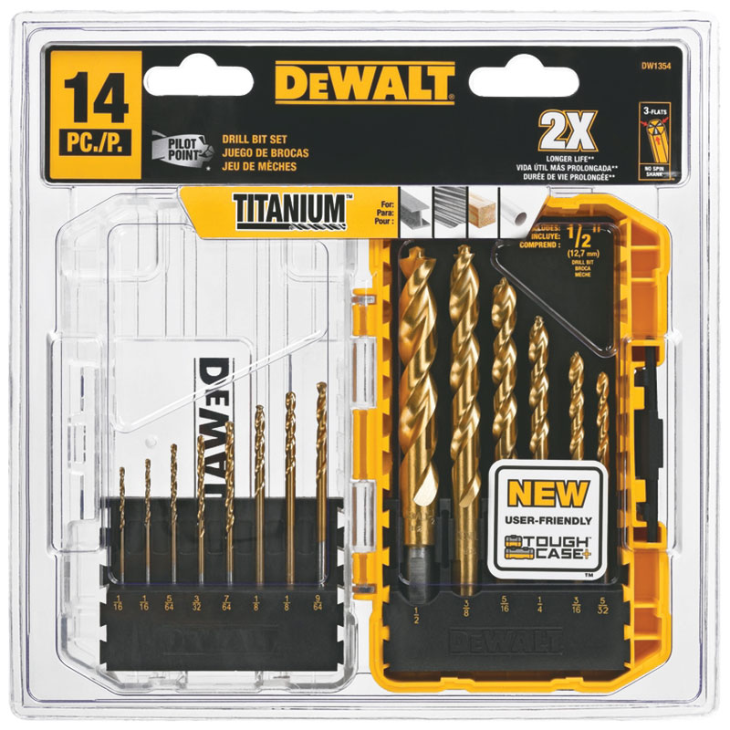 DeWalt® 14 Pc. Titanium Pilot Point Drill Bit Set