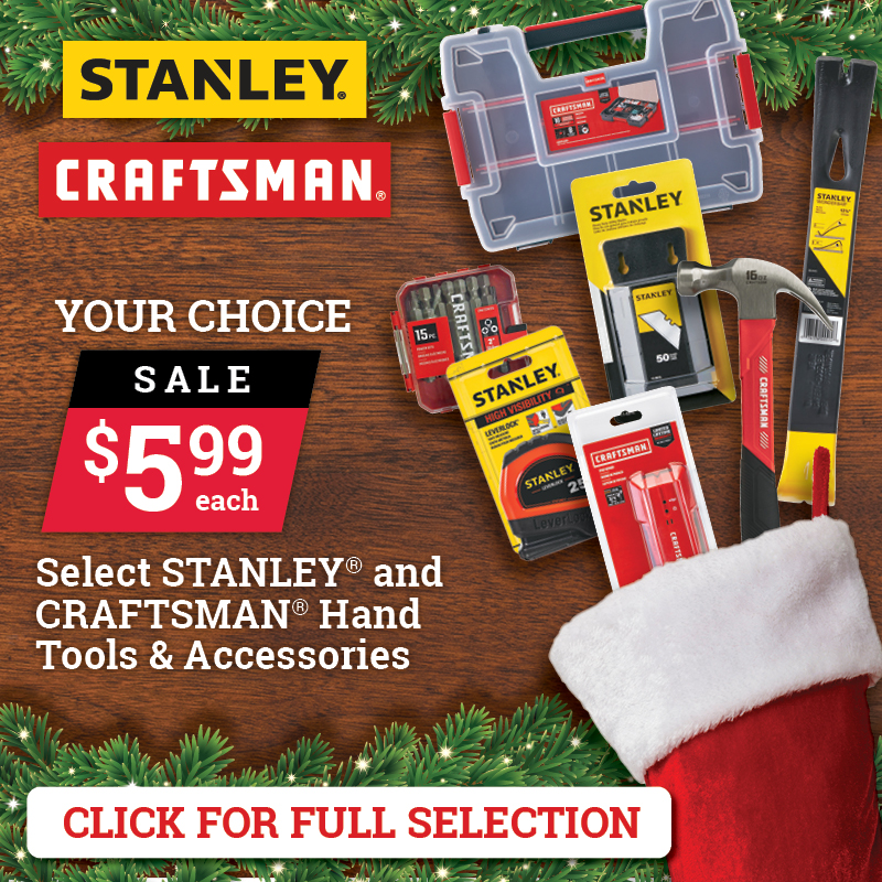 Select Craftsman® and Stanley® Hand Tools & Accessories for under $6