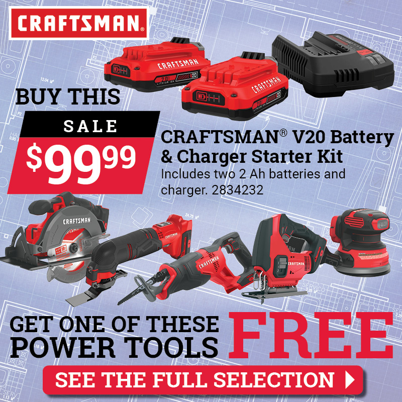 Craftsman® V20 Battery w/ Charger and Power Tool Promo