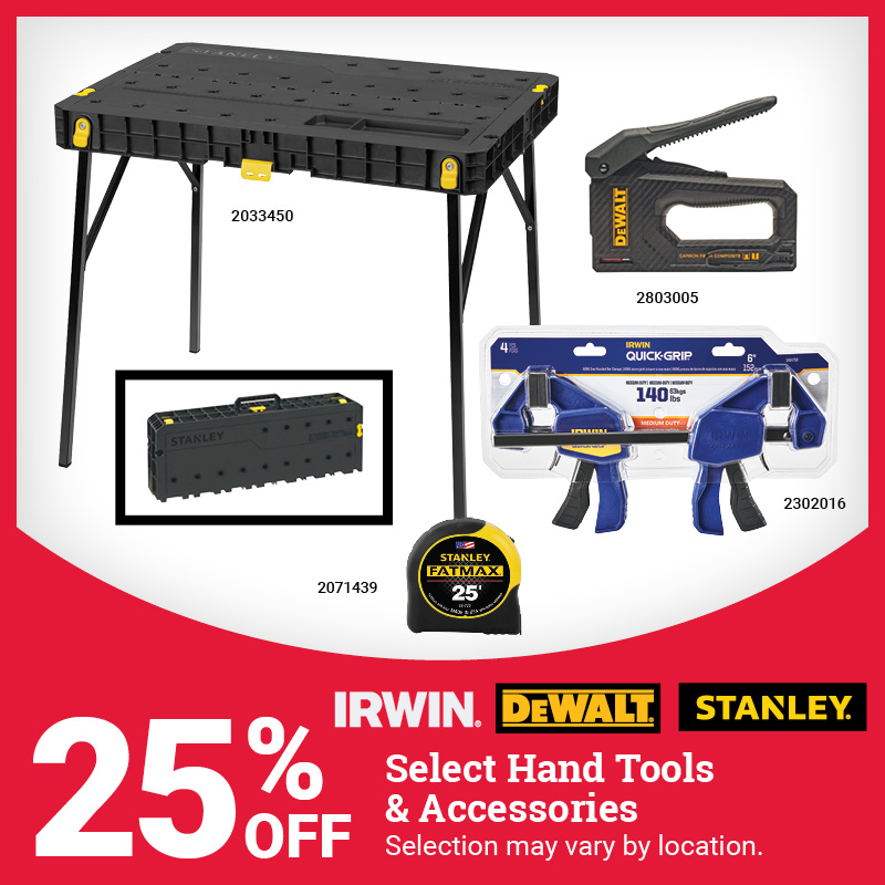 25% Off Hand Tools & Accessories